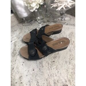 Cobb Hill Ireland Black Leather Wedge Comfort Slide Sandals Womens 6 M